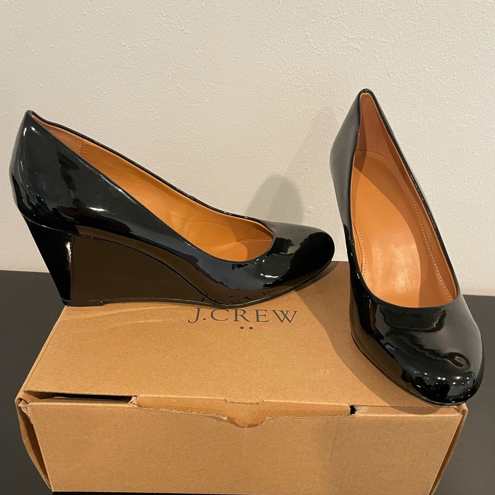 NWT J.Crew Patent Wedges